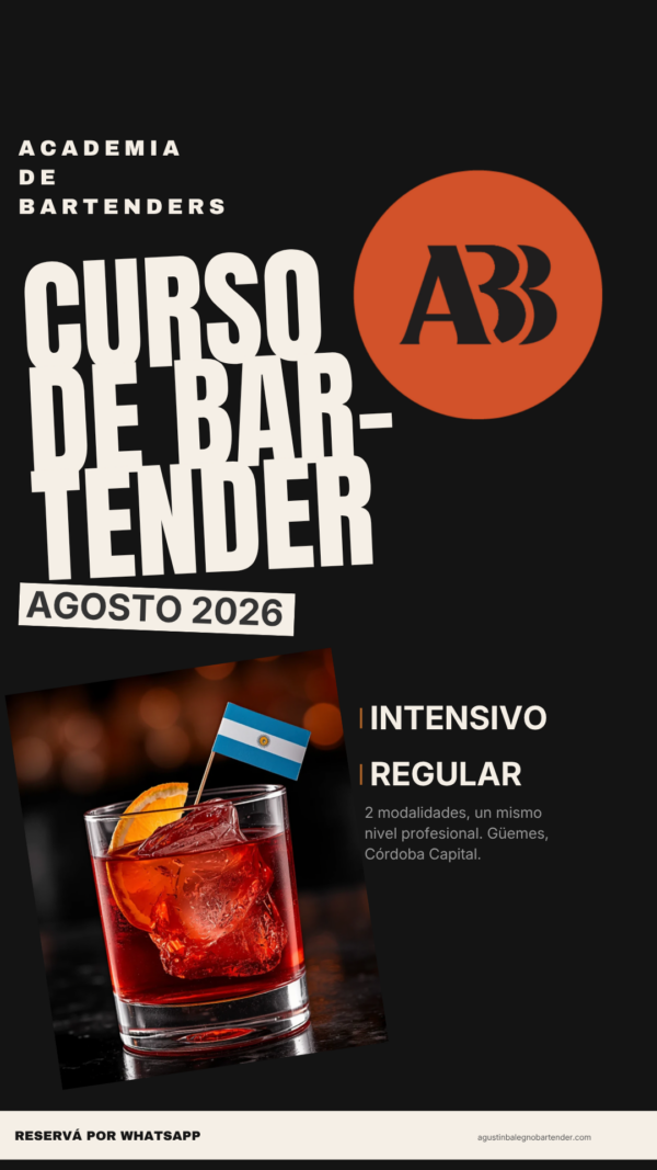 Curso Bartender Agosto Presencial Argentina